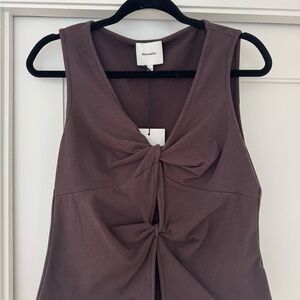 Reformation Sleeveless Twist-Front Tank Top in Chocolate Brown
